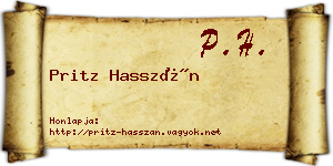 Pritz Hasszán névjegykártya
